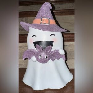 Cute 🥰 GHOST 👻 GIRL WITH GLITTER PURPLE WITCH 🧙 HAT & BAT 🦇by GOBLIN & GHOUL